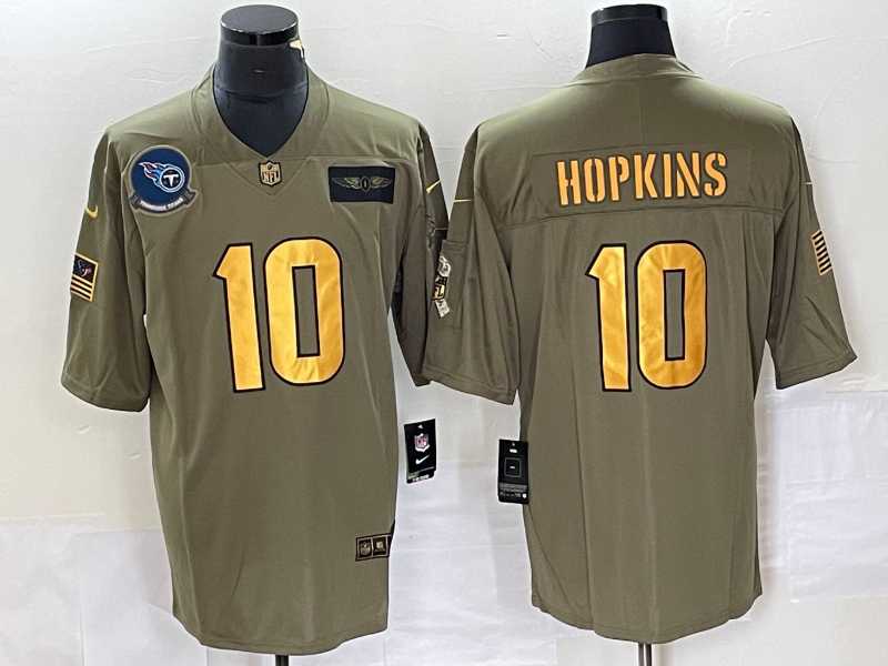 Men%27s Tennessee Titans #10 DeAndre Hopkins Olive Gold 2019 Salute To Service Stitched Nike Limited Jersey